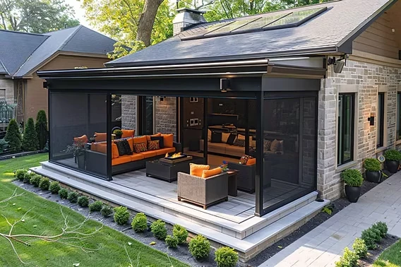 Retractable patio poolside outdoor shade